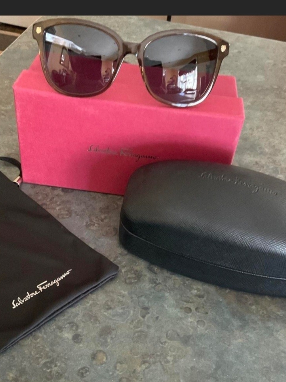 Salvatore Ferragamo Brown Sunglasses model SF815S with Gold Temple Detail